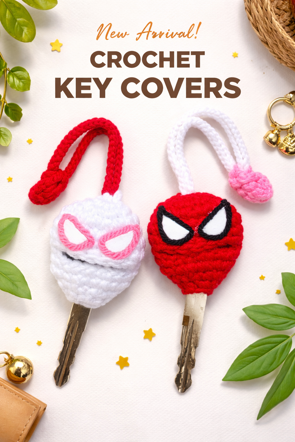 Spider-Themed Handmade Crochet Key Cover | Decorative Key Accessory