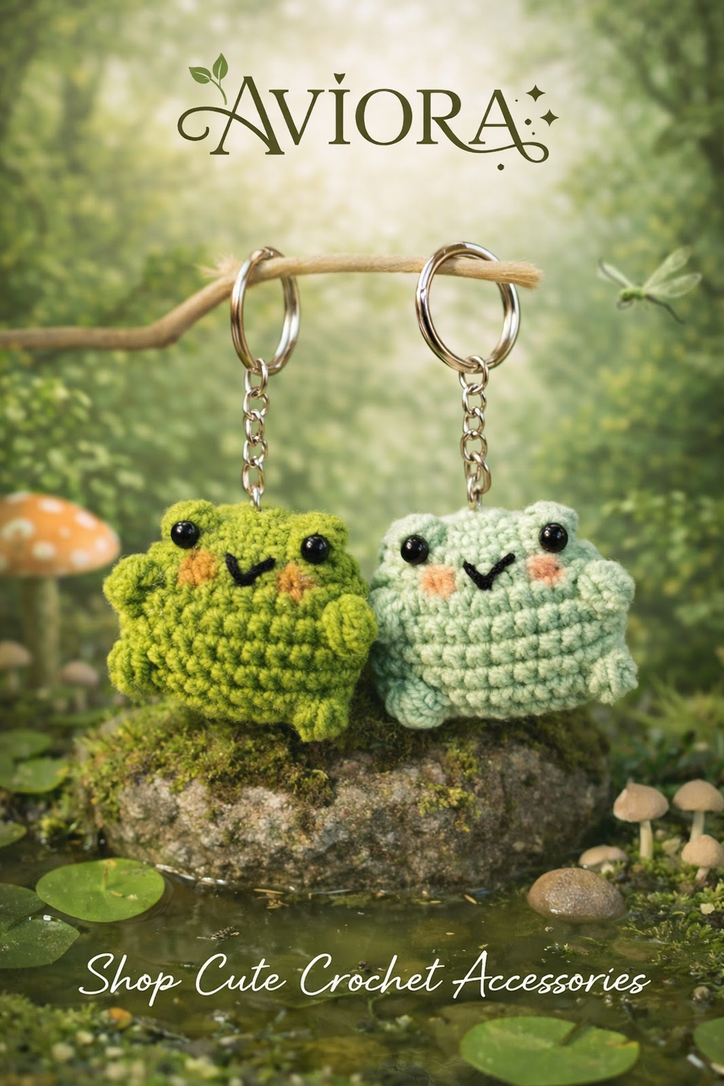Cute Crochet Frog Keychain | Handmade Kawaii Frog Bag Charm