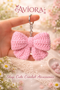 Handmade Crochet Bow Keychain | Cute Aesthetic Bag Charm