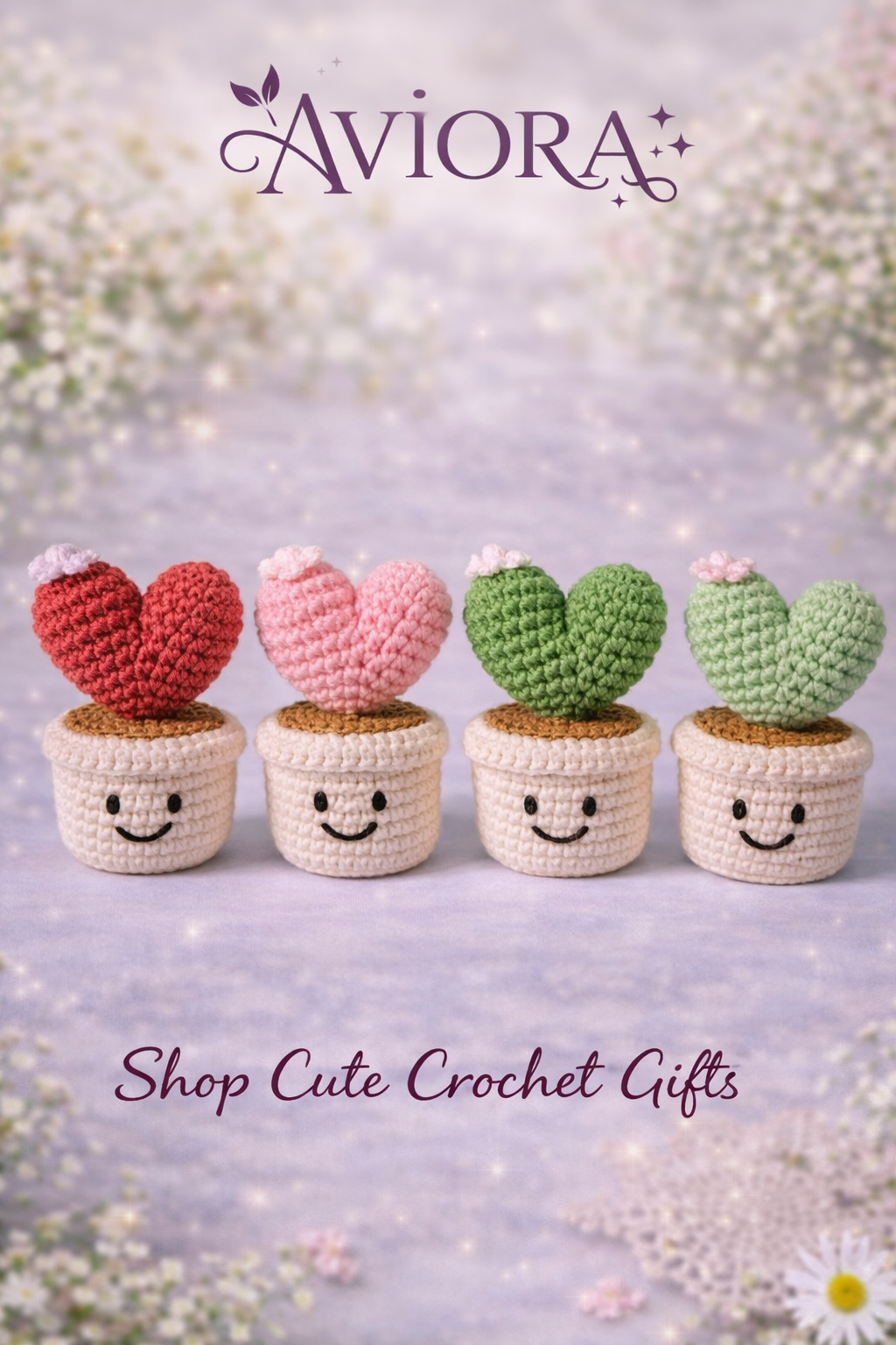 Handmade Crochet Heart Plant | Cute Amigurumi Desk Décor