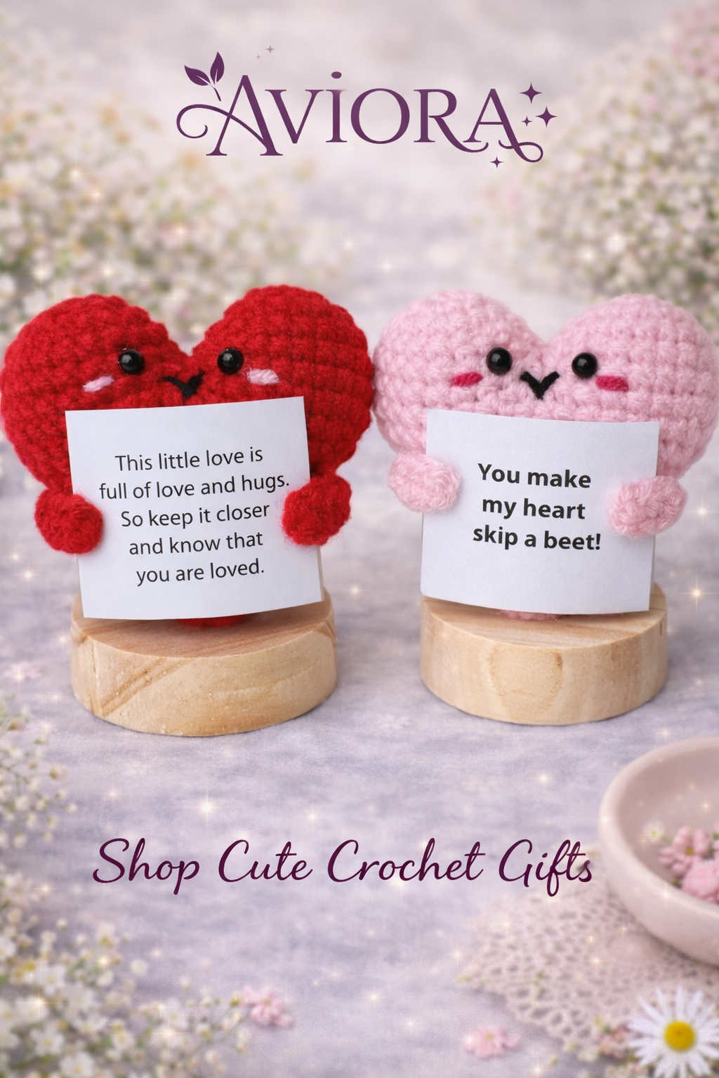 Handmade Crochet Heart Message Plush | Cute Love Note Gift