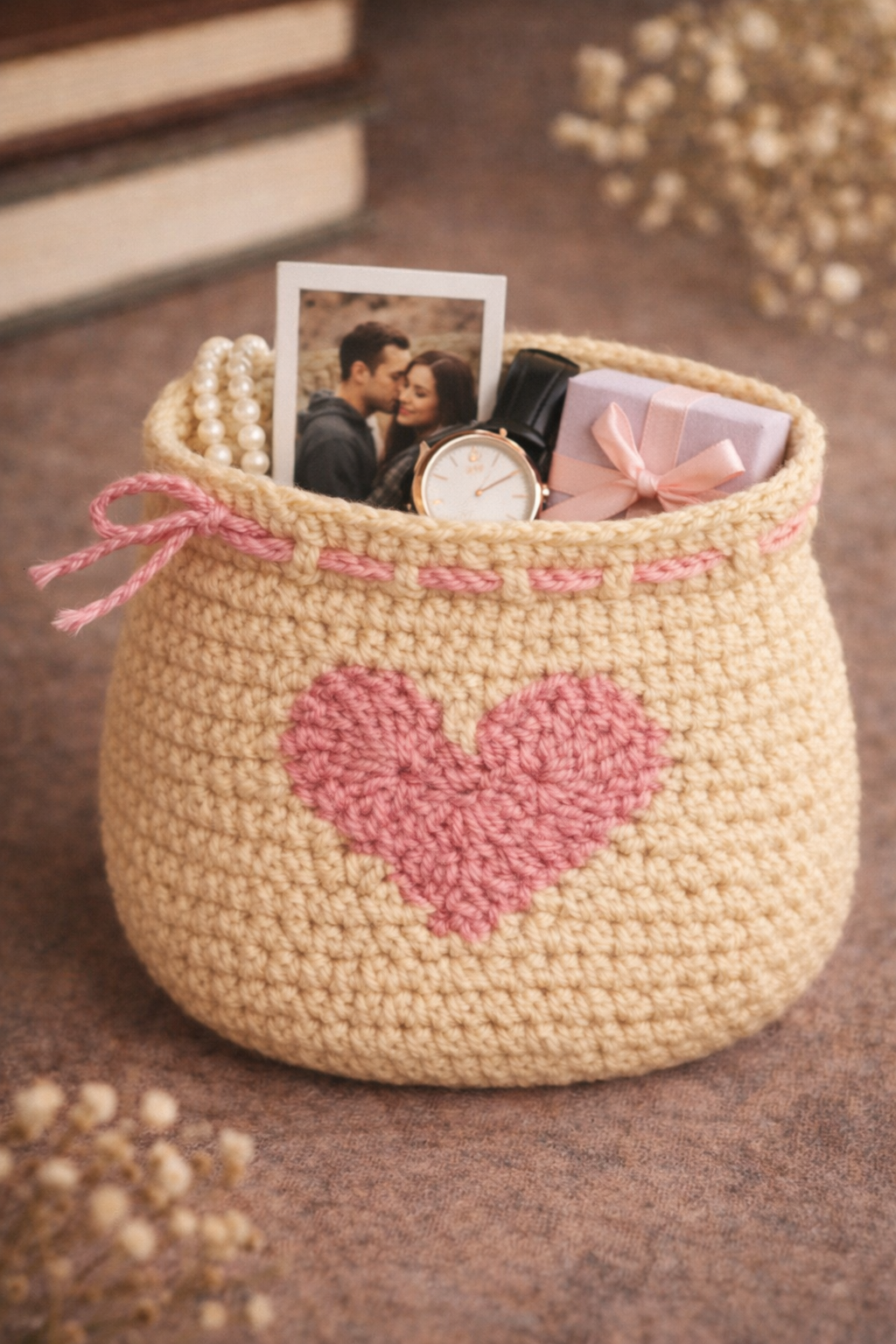 Handmade Crochet Heart Pouch – Emotional Handmade Gift