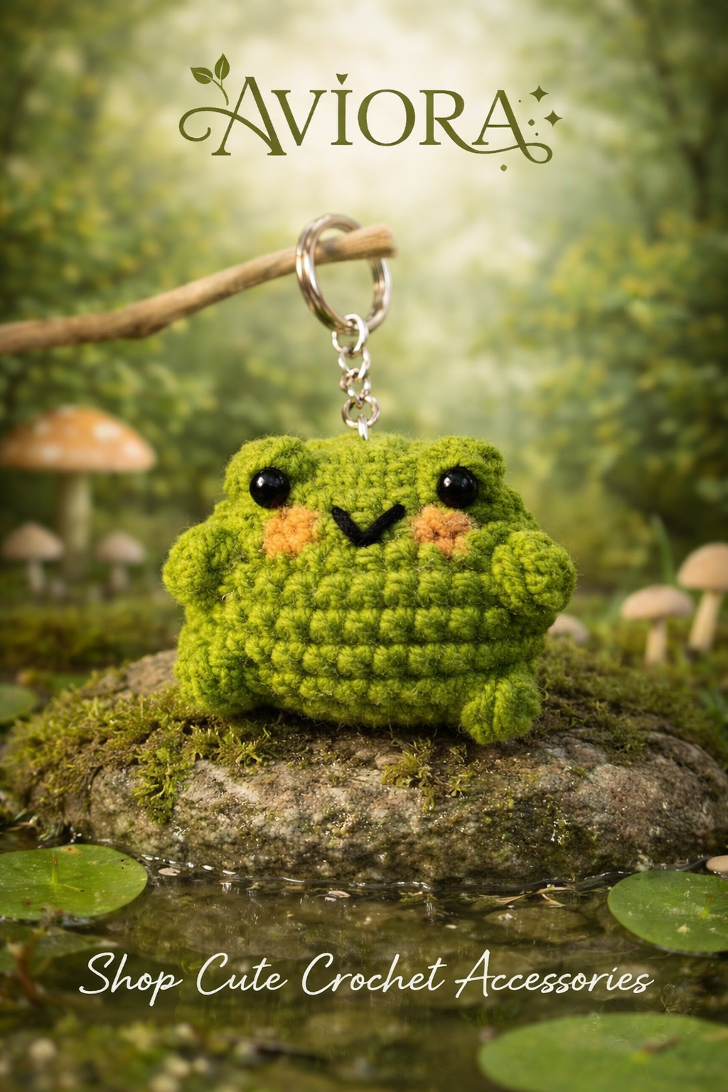 Cute Crochet Frog Keychain | Handmade Kawaii Frog Bag Charm