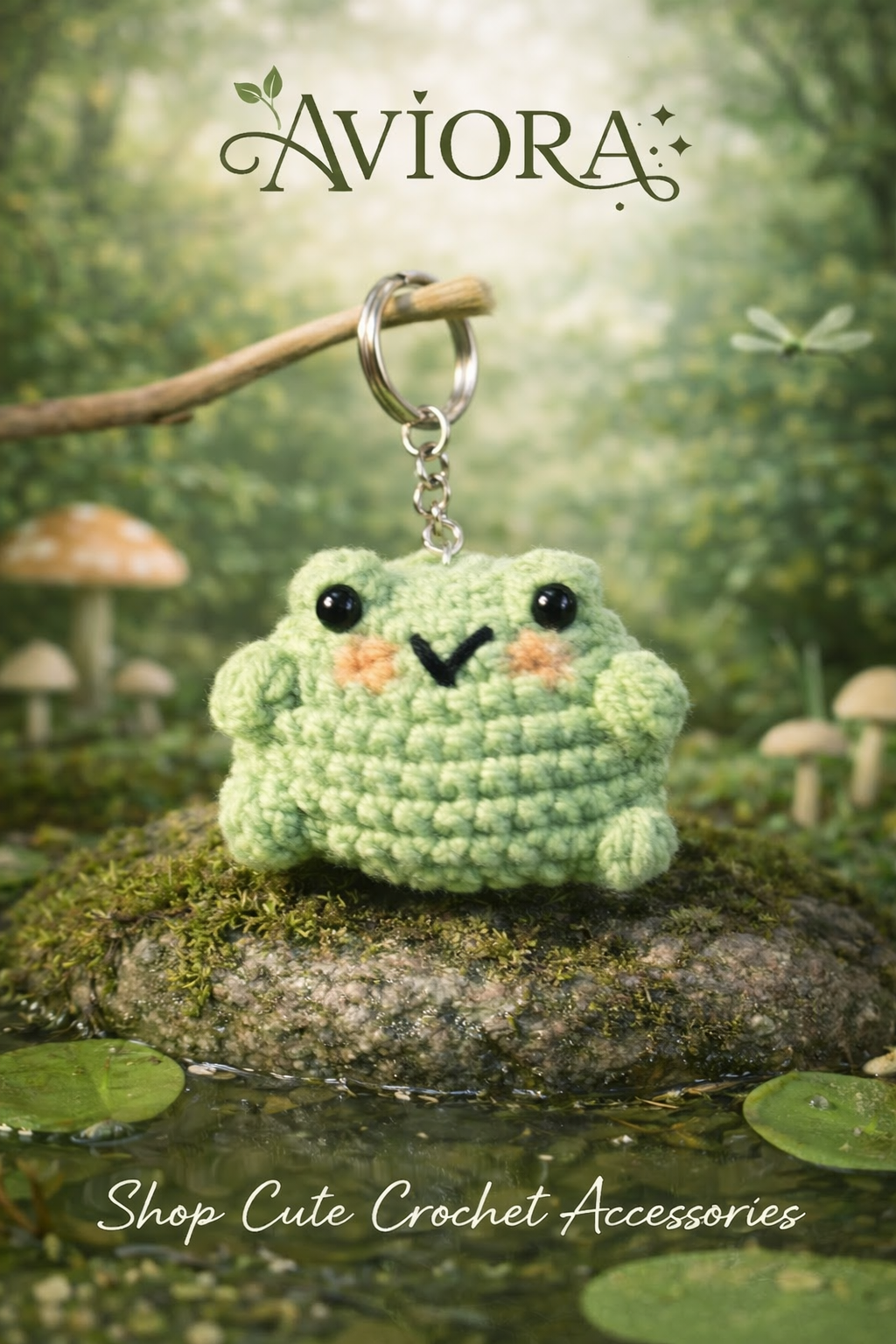 Cute Crochet Frog Keychain | Handmade Kawaii Frog Bag Charm