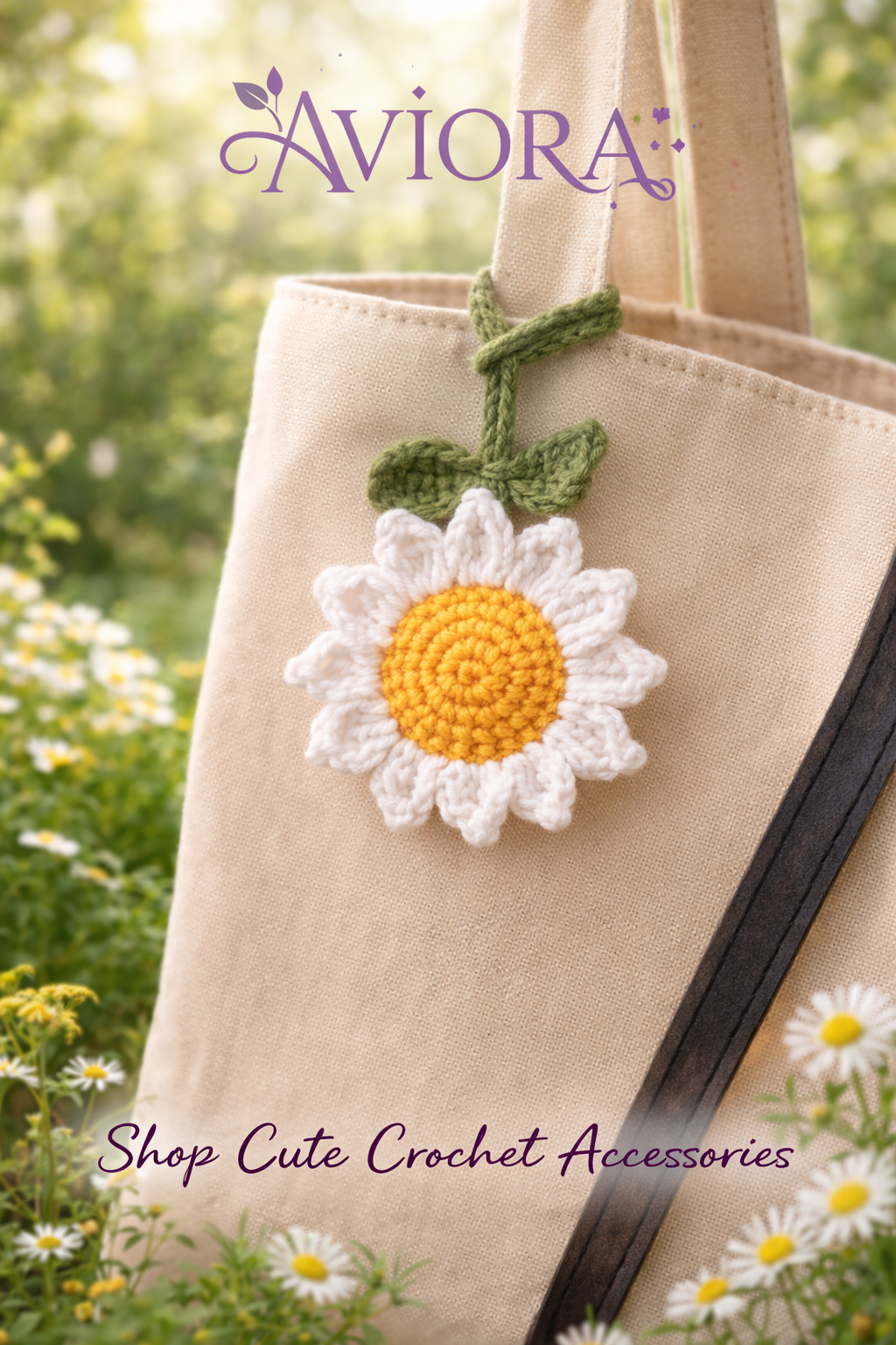 Handmade Sunflower Crochet Bag Charm | Aesthetic Floral Keychain Accessory