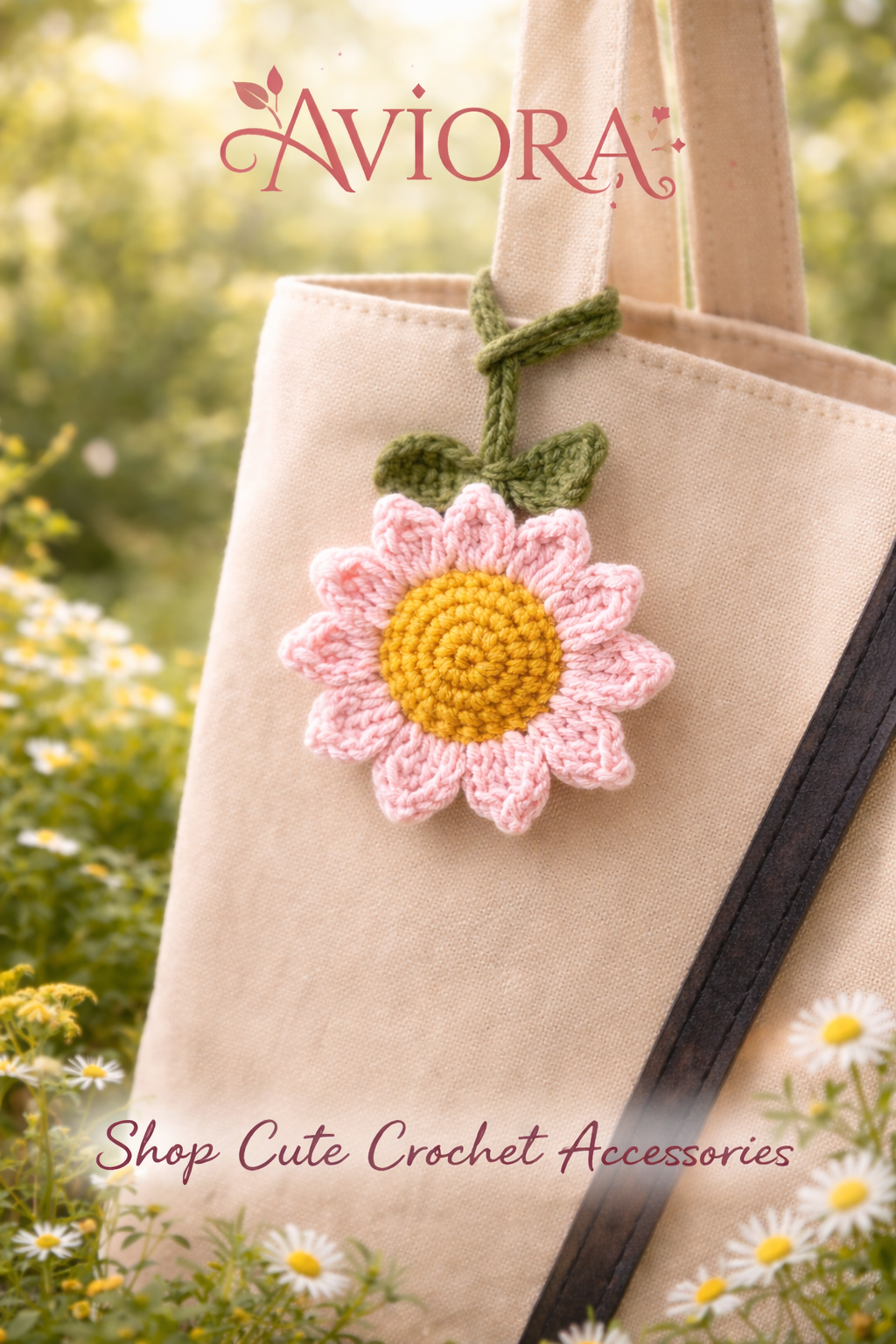 Handmade Sunflower Crochet Bag Charm | Aesthetic Floral Keychain Accessory
