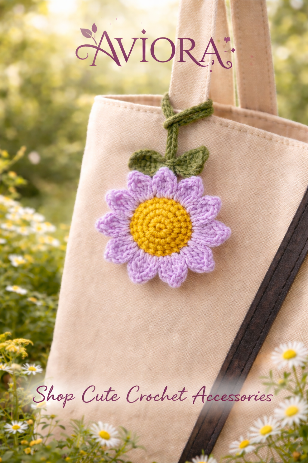 Handmade Sunflower Crochet Bag Charm | Aesthetic Floral Keychain Accessory