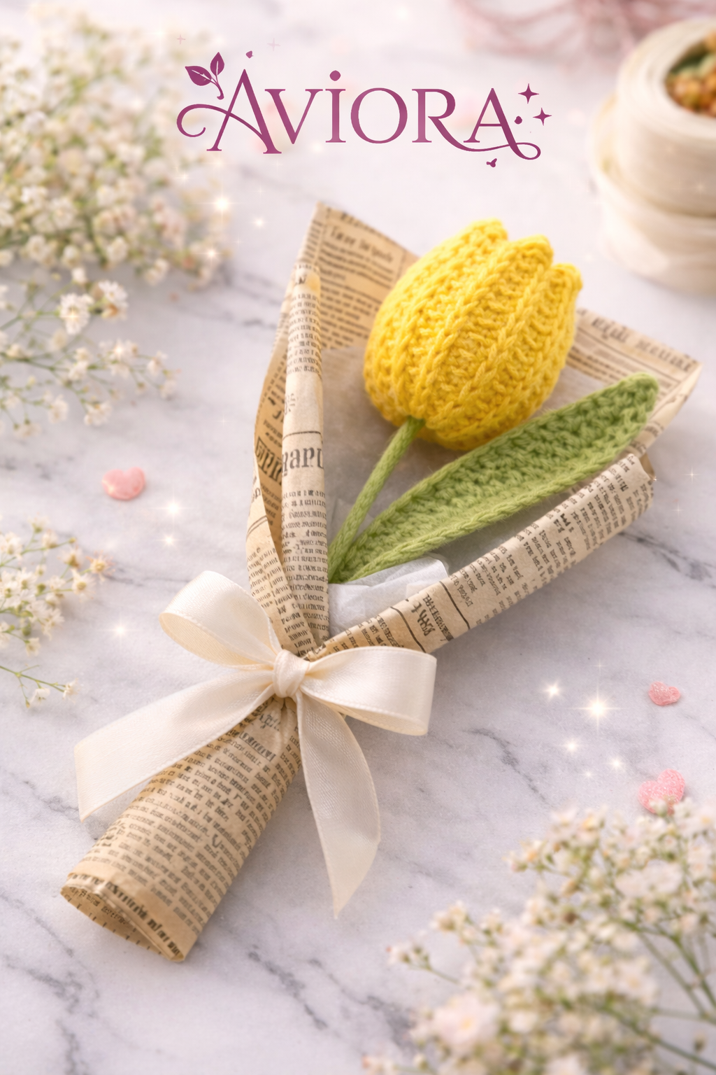 Handmade Crochet Tulip Flower | Aesthetic Knitted Tulip Gift