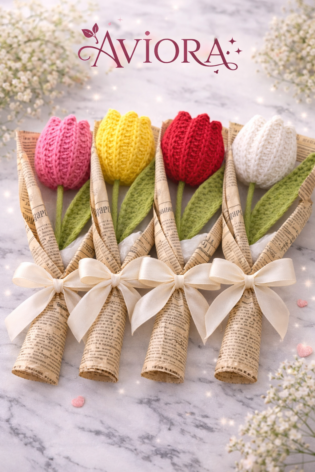 Handmade Crochet Tulip Flower | Aesthetic Knitted Tulip Gift