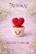 Handmade Crochet Heart Plant | Cute Amigurumi Desk Décor