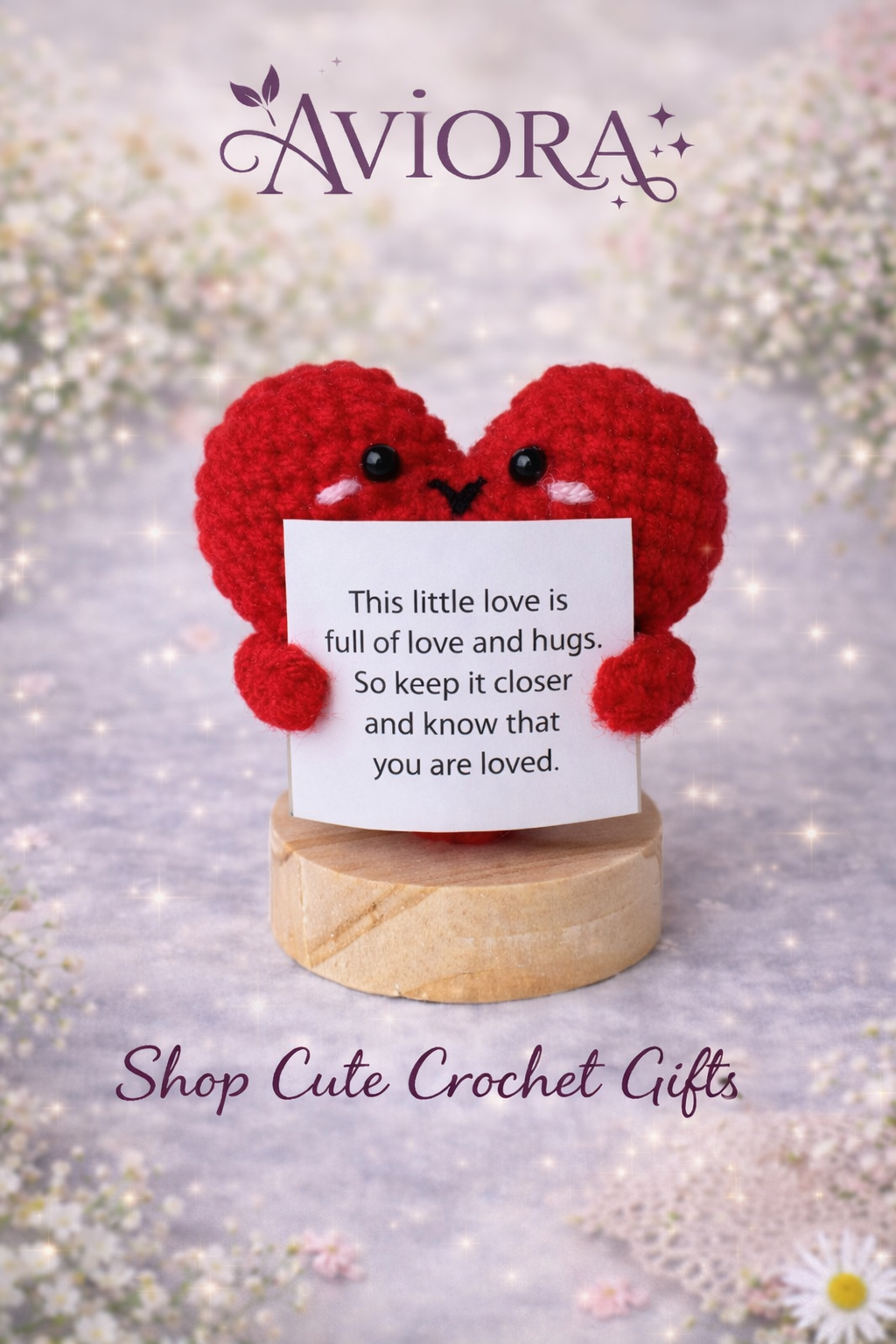 Handmade Crochet Heart Message Plush | Cute Love Note Gift