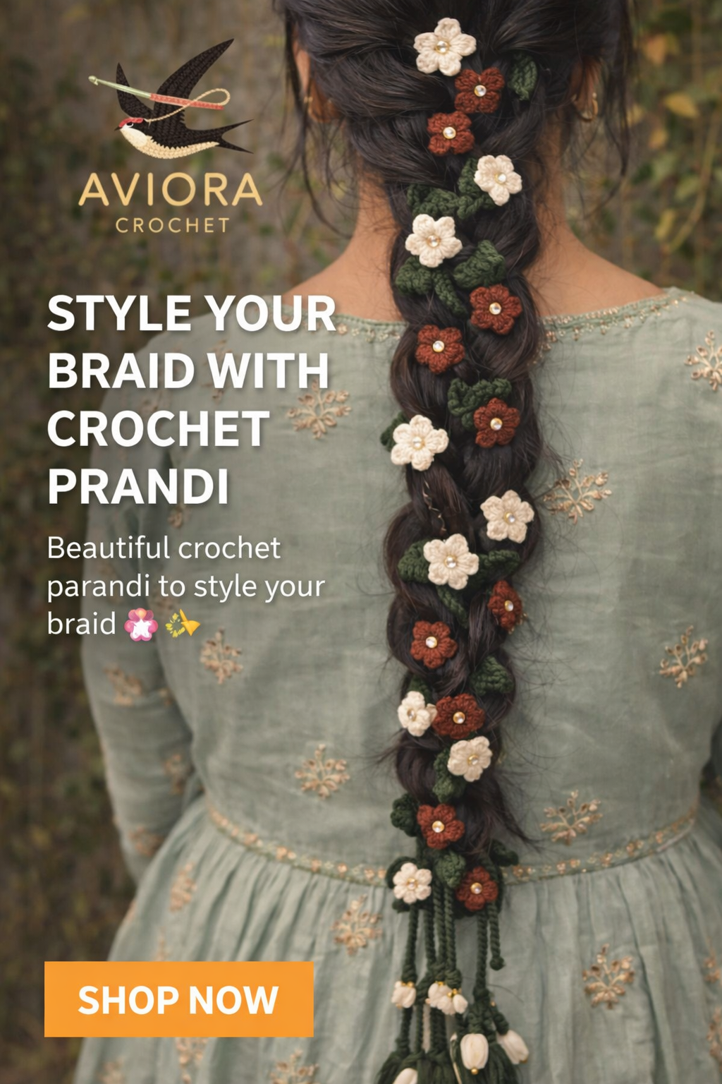 Handmade Crochet Floral Parandi