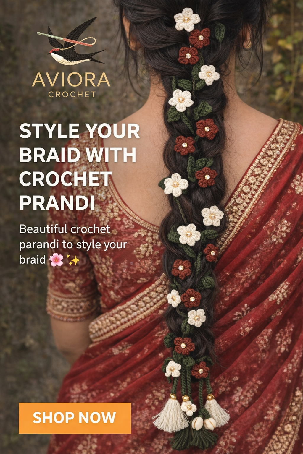 Handmade Crochet Floral Parandi