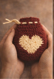 Handmade Crochet Heart Pouch – Emotional Handmade Gift
