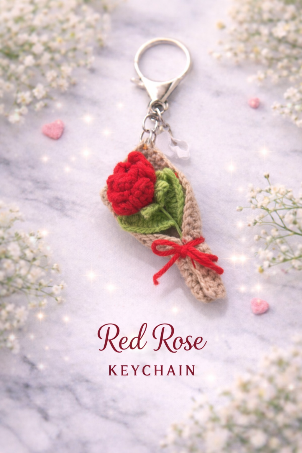 Handmade Crochet Flower Bouquet Keychain | Aesthetic Floral Bag Charm